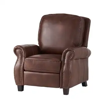 Ember Interiors Nathan Standard 2-Tone Brown Faux Leather Nailhead Recliner