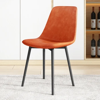Черни крака прости столове модерен метал елегантен кожа ергономични столове за хранене Nordic дизайнер Chaises Salle Manger мебели