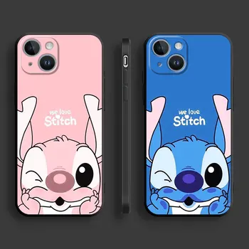 Disney Stitch Калъф за телефон Мики Доналд за iPhone XR 11 Pro 15 Plus 14 XS X 12 Pro Max SE 13 Mini 8 7 Черен мек капак на черупката