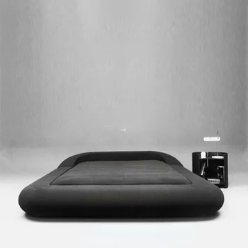 Модерен безшумен стил Плат за легло Легло с кръгъл ръб Черно Просто модерно минималистично Стил Скандинавска къща Тихо легло