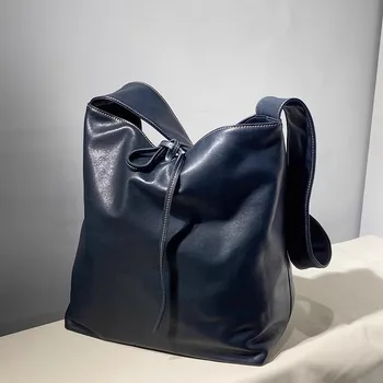 Уикенд на открито естествена мека естествена кожа дамска чанта за рамо случаен дизайнер луксозна истинска телешка женска пазарска чанта