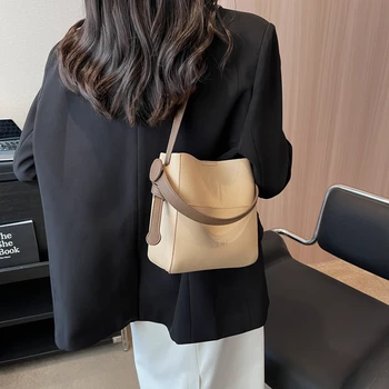 Нови дами сто прости чист цвят кофа чанта мода старши смисъл популярни PU кожа случайни едно рамо Crossbody чанти