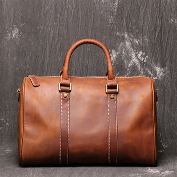 Бизнес куфарче за пътуване за мъже Чанта от естествена кожа Мъжка истинска чанта Мъжка голяма фитнес зала Shoudler