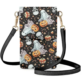 FORUDESIGNS Хелоуин призрак мини мобилен телефон чанта кожени портмонета торбичка мода ужас едно рамо CrossBody чанта полезност