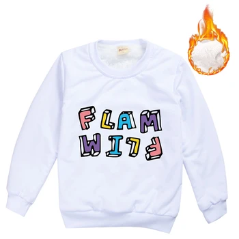 2-13Y Деца Фламинго Flim печат костюми Зимно момче момиче руно дебел пуловер дрехи детска мода рожден ден топли суичъри
