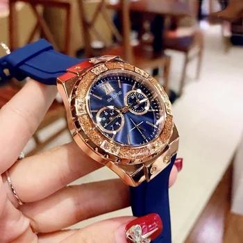 Дамски часовници хронограф розово злато спортен часовник дами диамант женски кварцов ръчен часовник часовници за мъже луксозен часовник
