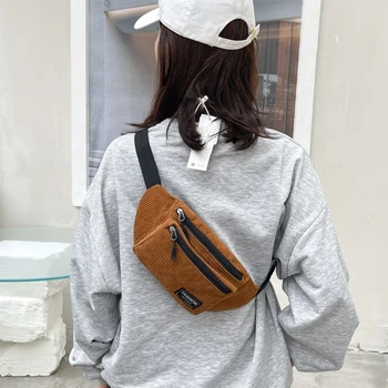 Фани пакет кадифе талия чанта с цип гърдите чанти прашка пътуване мода телефон торбичка за момичета