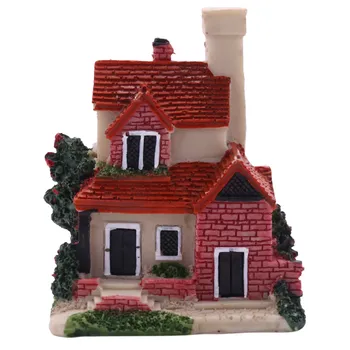 Сладък мини смола къща миниатюрна къща фея градина пейзаж дом градина декорация смола занаяти 4 стилове цвят случаен