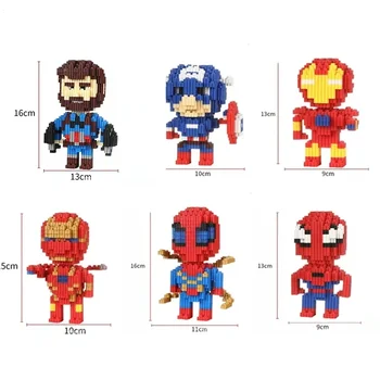 Disney Super Heroes Аниме Фигура Градивни елементи Spider-Man Iron Man Particle Assembly Детски играчки Детски празнични подаръци