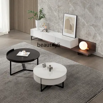 Модерен прост телевизионен шкаф Разширен италиански хол Малък апартамент Мебели Комбинирани мебели