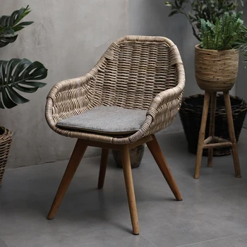 естествен див ратан легло & закуска стил трапезен стол внесени ръчно изработени бамбук ратан стол балкон тъкани облегалка свободно време