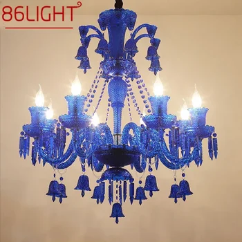 86LIGHT Луксозен стил кристал висулка лампа европейски свещ лампа изкуство хол ресторант спалня вила полилей