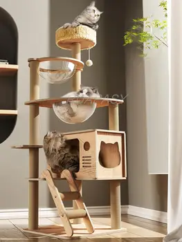 Котка катерене рамка многостепенно дърво котка дърво катерене рафт пространство капсула пост апартамент Сизал надраскване играчка скокове платформа кула