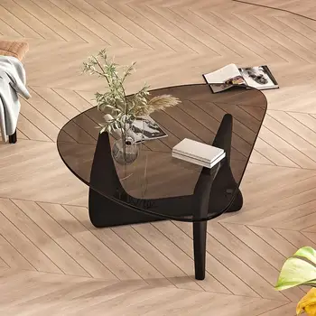 Nordic хол закалено прозрачно стъкло масичка за кафе малък апартамент луксозен минималистичен чай маса зала дизайн мебели HY