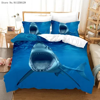 phechion животни акула 3D печат легла комплект пухени покрива калъфки за възглавници едно парче утешител спални комплекти спално бельо спално бельо спално бельо K263