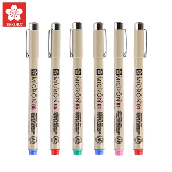 1бр SAKURA Micron Pen 0.25mm 0.45mm Liner Marker Pen Акварелни маркери за професионална скица за рисуване Манга Арт Консумативи