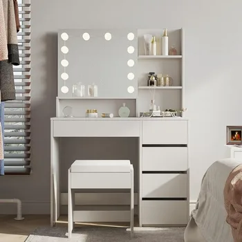 Vanity Desk, Vanity Mirror със светлини и Комплект маса с 5 чекмеджета