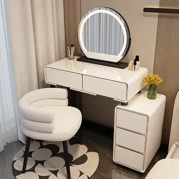 Модерна спалня тоалетка бели чекмеджета светлини за съхранение суета таблица огледало Led Meuble де Chambre момичета мебели за спалня