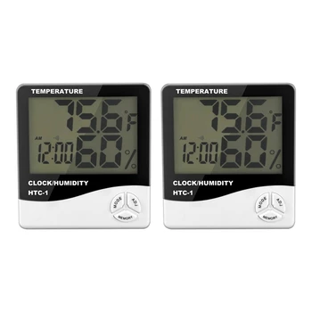 2X цифров LCD стая електронен температурен влагомер термометър хигрометър метеорологична станция будилник