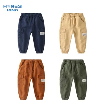 Boys Cargo Pants Spring Autumn Fashion Solid Pockets Boys Trousers Casual Kids Sport Pants Teenage Children Clothes For 3-11Year