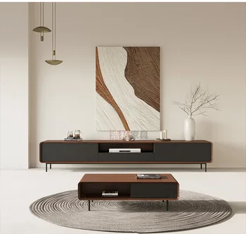 Модерен луксозен хол ТВ шкаф и холна маса ТВ стойки Начало мебели комплекти стена TV единица дърво