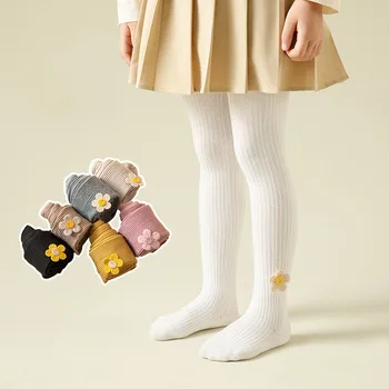 Топла пролет есен памук момиче чорапогащи плътен цвят трикотажни бебешки чорапогащи гамаши деца деца чорапогащник момичета чорапи 1-8 години