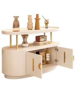 Шкаф за ръбове на дивана, лек луксозен стил, ъглов шкаф за хол, овална форма творческа желязна маса