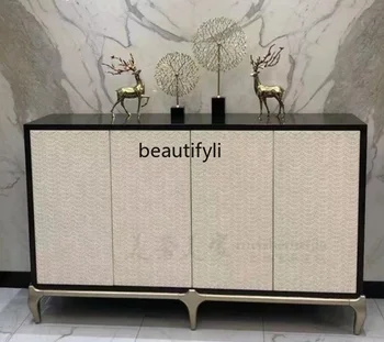 American Light Luxury Simple Solid Wood Entrance Cabinet Shoe Cabinet New Classical Sideboard TV Cabinet