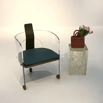 Дизайнерски акрилен стол Модерен минималистичен wabi-Sabi лек луксозен стол за хранене Домашен прозрачен стол