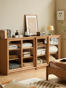 Масивна дървена модулна библиотека Японски череша мебели дисплей кабинет вино кабинет бюфет