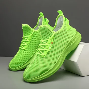 YRZL Мъжки ежедневни спортни обувки Леки маратонки Външни дишаща мрежа Зелени обувки за бягане Спортни обувки за джогинг тенис
