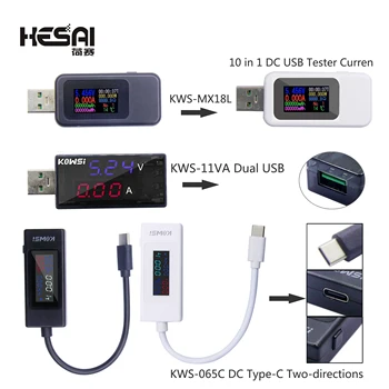 KWS-11VA / KWS-MX18L / KWS-065C USB / Type-C ток напрежение зареждане детектор тестер батерия волтметър амперметър зарядно устройство лекар