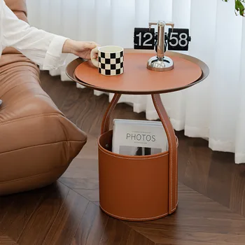 италиански стил седло кожена странична маса минималистичен отдих хол хол масичка за съхранение маси рок панел мебели за дома