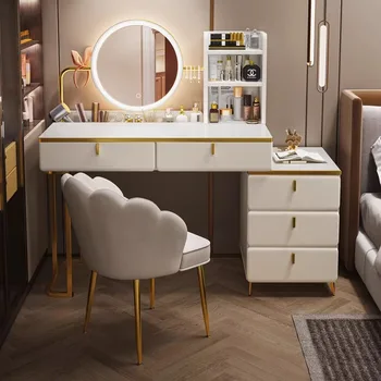 Led светлина тоалетка организатор огледало ъгъл луксозен тоалетка грим бял Nordic Comoda Pra Quarto мебели спалня