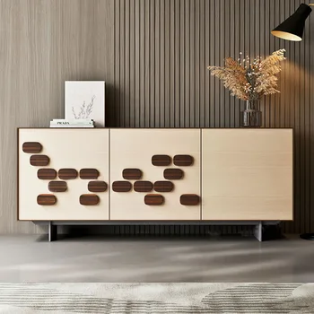 Висококачествени мебели за дома Дървени модерни шкафове с висока брутна бюфет Луксозен хол Дървен бюфет