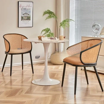 Кухненски скандинавски столове за хранене Ратан Модерни ергономични столове за хранене на открито Feature Luxury Sillas Comedor Мебели за дома SR50DC