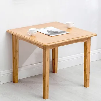 Удебелена твърда бамбукова квадратна маса Проста маса за хранене Малки маси за хранене Квадратно писане Учене Скандинавски мебели за трапезария