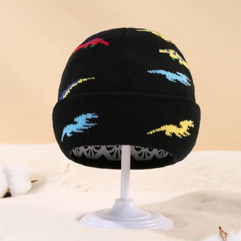 Зима Есен Нова бебешка шапка Сладък динозавър Меки топли шапки за плетене за 0-3 години Момче Момиче Деца Beanies Bonnet Капачка за малки деца
