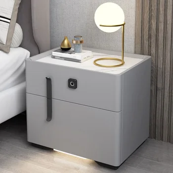 Nordic Bedroom Cabinets Rattan Library Created Mute Gray Modern Nightside Tables White Wood Mesitas de Noche Furniture YYY45XP