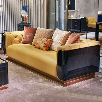 Loveseat SOFA Италия постмодерна светлина лукс Bentley мебели за дома висок клас вила кожа топ телешка диван мебели