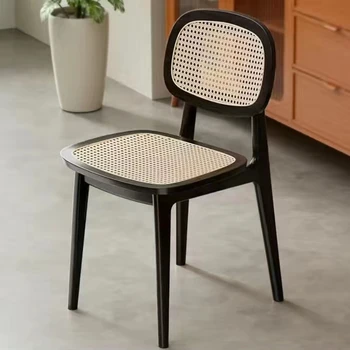 ратан Външни столове за хранене Разполагат с дървена кухня Скандинавски столове за хранене Офис ергономични Sillas Comedor Мебели за дома SR50DC