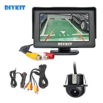 DIYKIT Кабелен 4.3inch HD LCD дисплей Монитор за задно виждане Монитор за кола Мини камера за кола Система за заден ход
