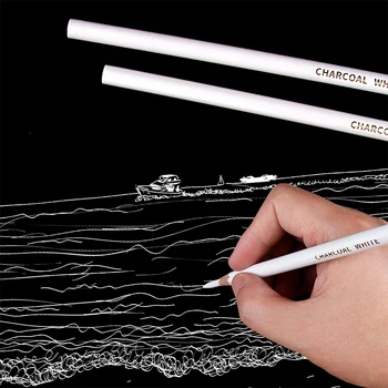 Бели артистични способности с универсален комплект моливи за скициране естествен въглен бял въглен молив