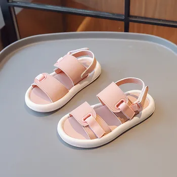 Сандали за момичета 2023 Нова лятна детска мода Мека подметка принцеса обувки Детски плажни сандали Плоски училищни бебешки обувки за малки деца