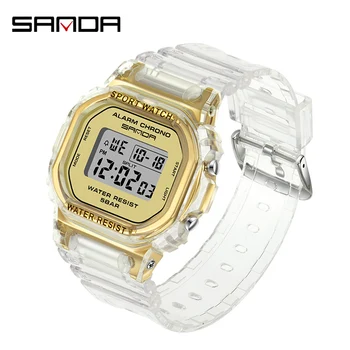 SANDA часовник за жени мода спорт хронометър водоустойчив цифрови часовници доведе светлина луксозен G-стил открит ръчен часовник оригинален