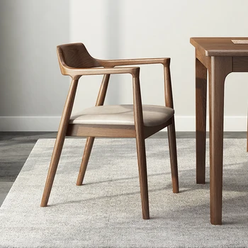 Nug стол облегалка Nordic минималистичен проучване стол студент проучване спалня дома масивна дървена маса рог трапезен стол