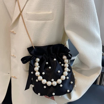 Lady мода рамо чанта случайни Crossbody чанта кофа чанта жени вечерна чанта перла верига лъскав чанти чанта чанта