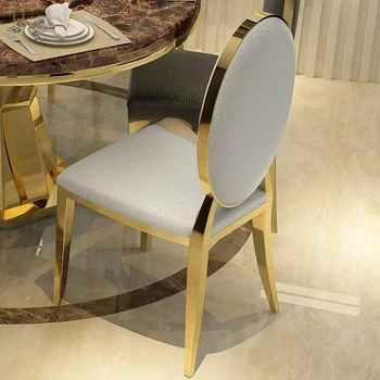 Nordic Light Luxury неръждаема стомана злато трапезен стол за кухненски мебели хотел метален стол за хранене домакинство хол стол