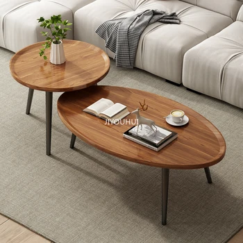 Минималистичен модерен дизайнер на масичка за кафе Nordic Antique Waterproof Coffee Table Aesthetic Oval Mesa Plegable Home Decorations
