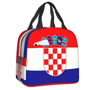 Знаме на Хърватия Топлоизолирани обяд чанта жени преносим обяд контейнер за открит пикник многофункционална храна кутия